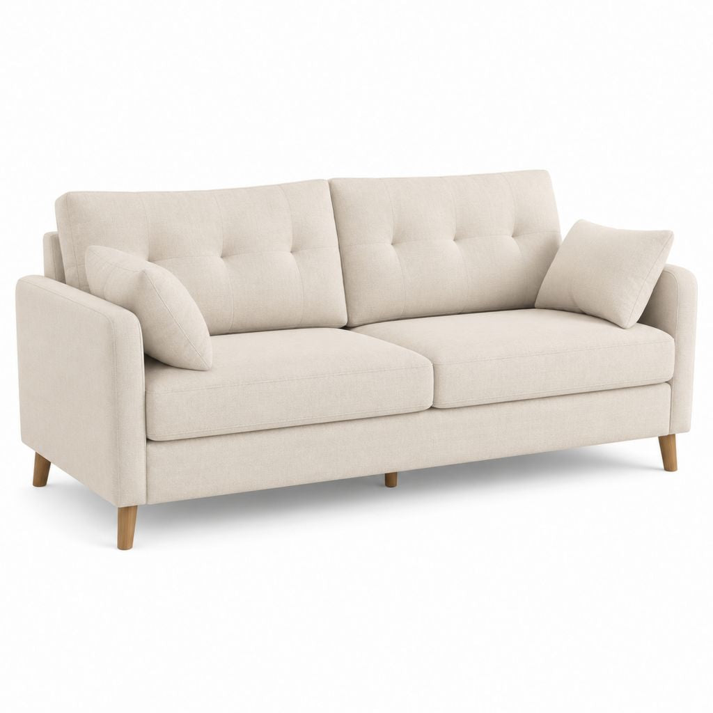 Divano 2 posti beige in poliestere rettangolare 180x85x85 cm