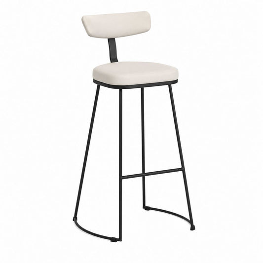 Sgabello da bar beige e nero in acciaio e poliuretano con schienale seduta arrotondata 50 x 52 x 103 cm
