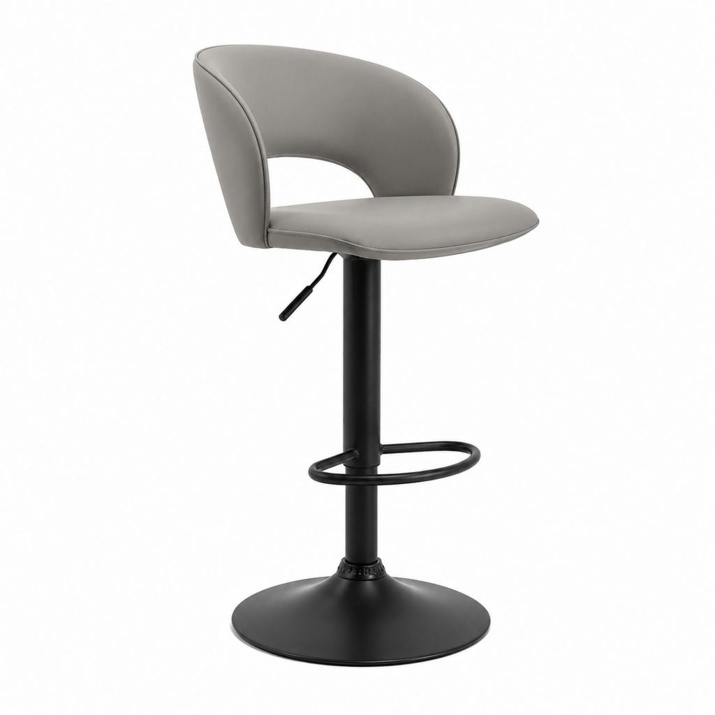 Sgabello da bar girevole grigio in poliuretano con base in acciaio 48 x 52 x 88-109 cm