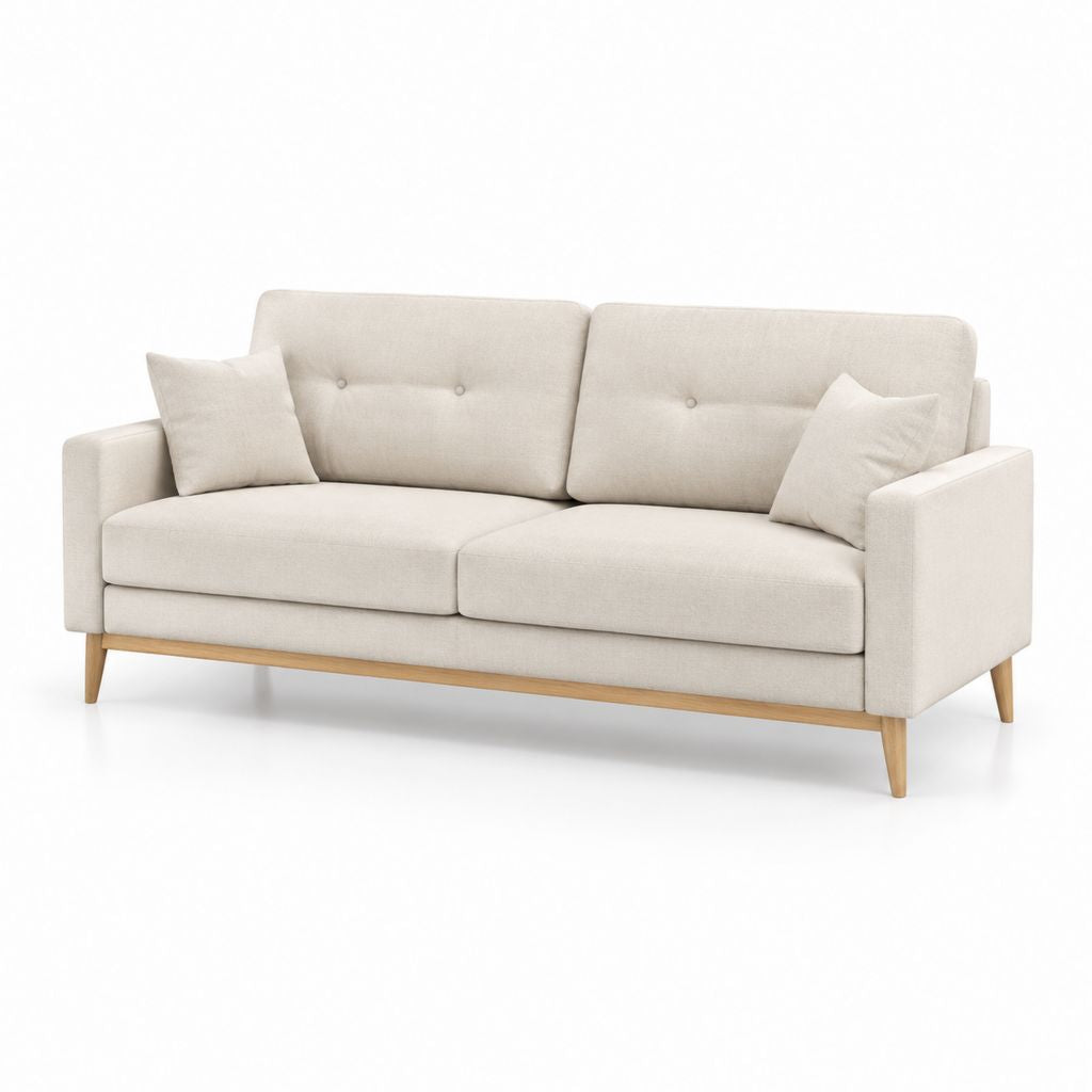Divano 3 posti beige in poliestere con struttura rettangolare 190 x 83 x 84 cm
