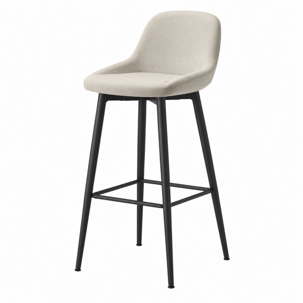 Sgabello da bar beige con schienale in poliestere e acciaio 49 x 54 x 96 cm
