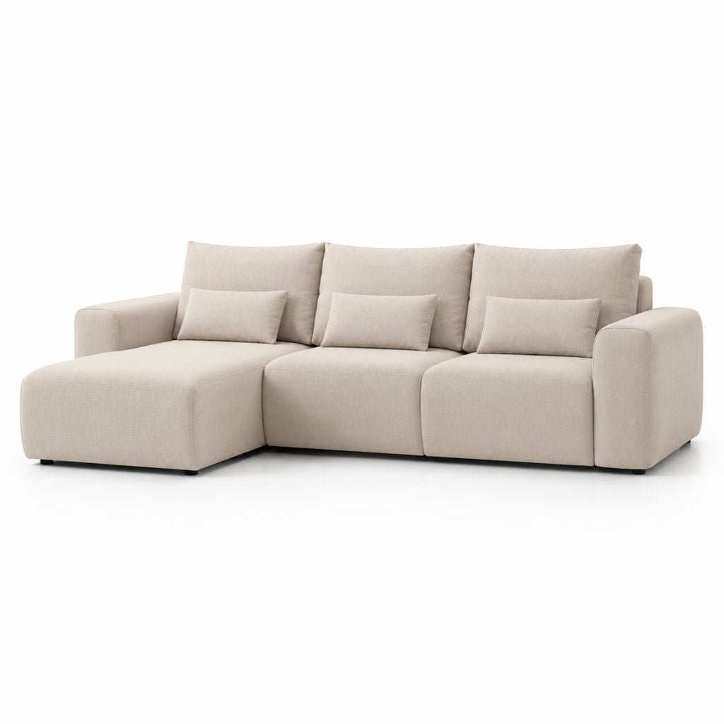 Divano angolare modulare sinistro beige in poliestere 290 x 160 x 85 cm