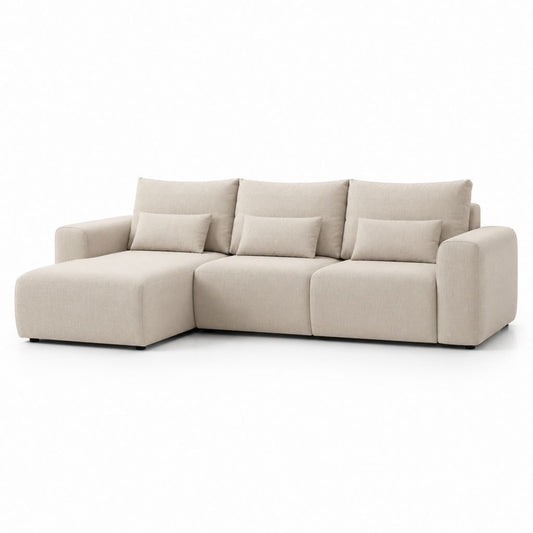 Divano angolare modulare sinistro beige in poliestere 290 x 160 x 85 cm