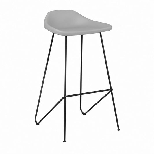 Sgabello da bar grigio in polipropilene con struttura in acciaio 49 x 52 x 92 cm